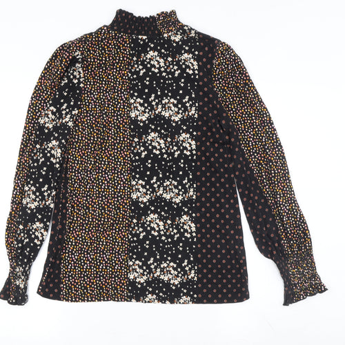 Oasis Women's XS Black Floral Tunic Blouse Knit