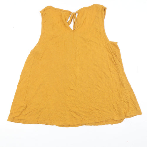 Fat Face Women's Yellow Tank Top UK 14 Summer