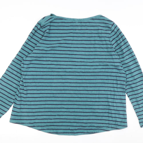 Fat Face Women's Green Striped Jersey Top Size 20