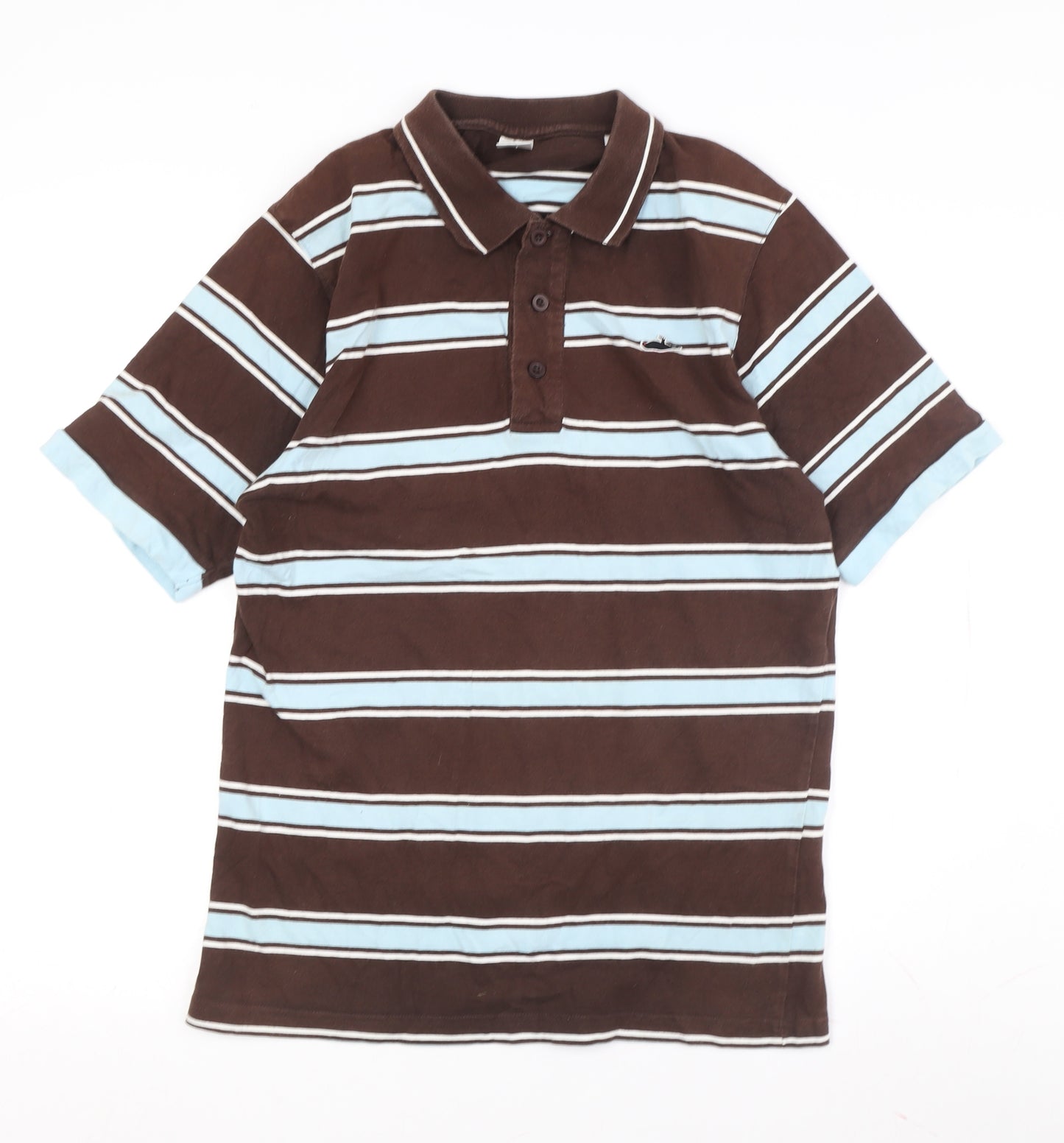 Atticus Men's Brown Striped Polo Shirt, Size L