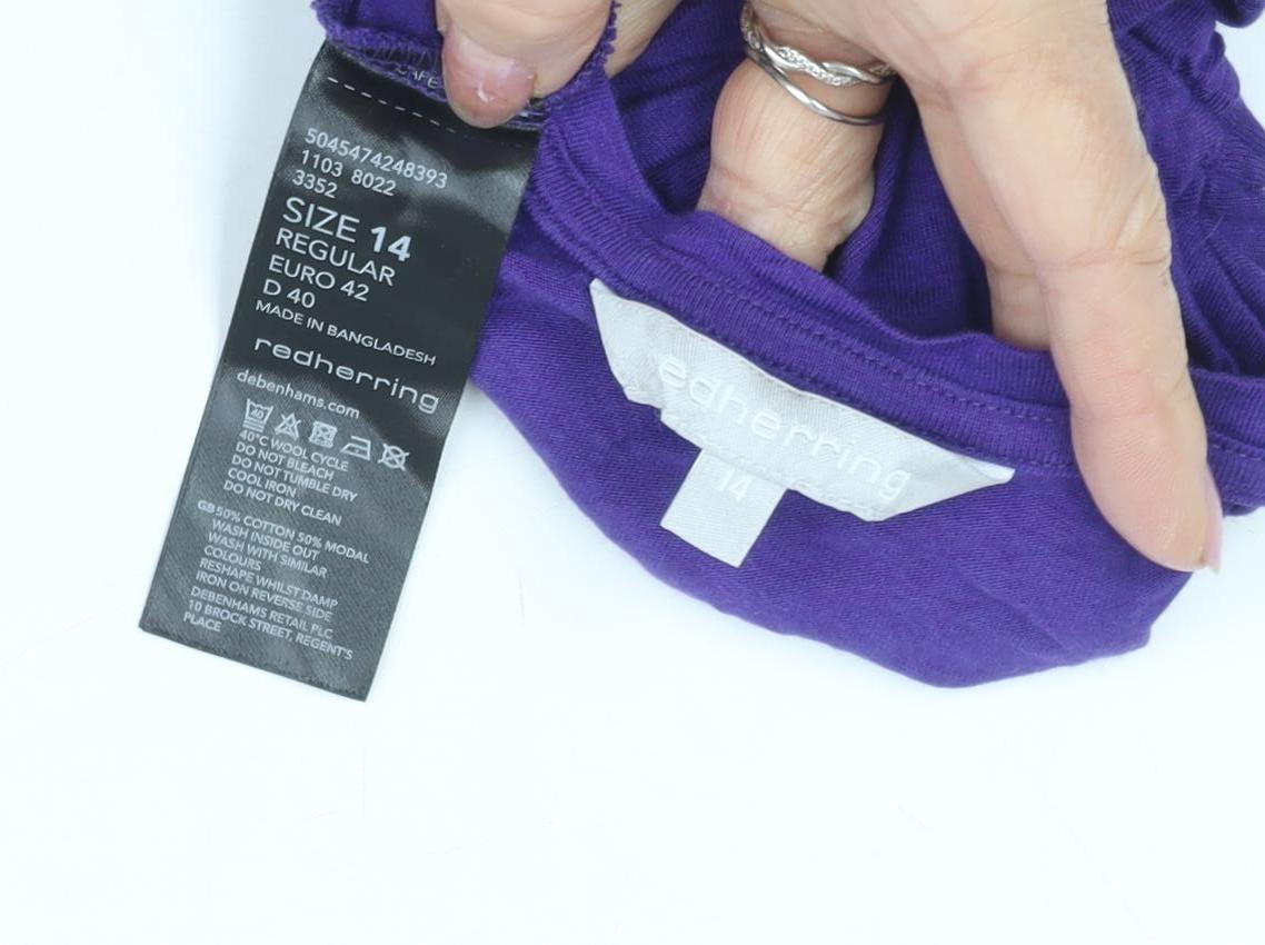 Red Herring Women's Purple T-Shirt, Size 14, Round Neck