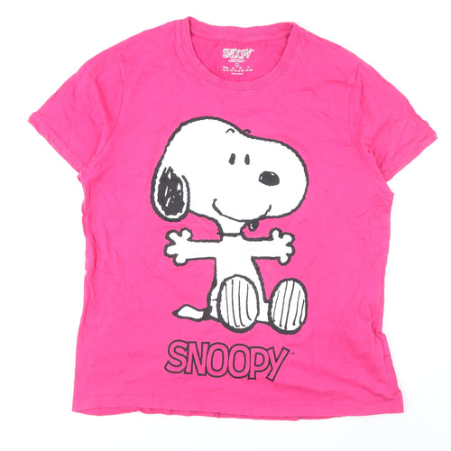 Snoopy Women's Pink Graphic T-Shirt L - Casual Fun