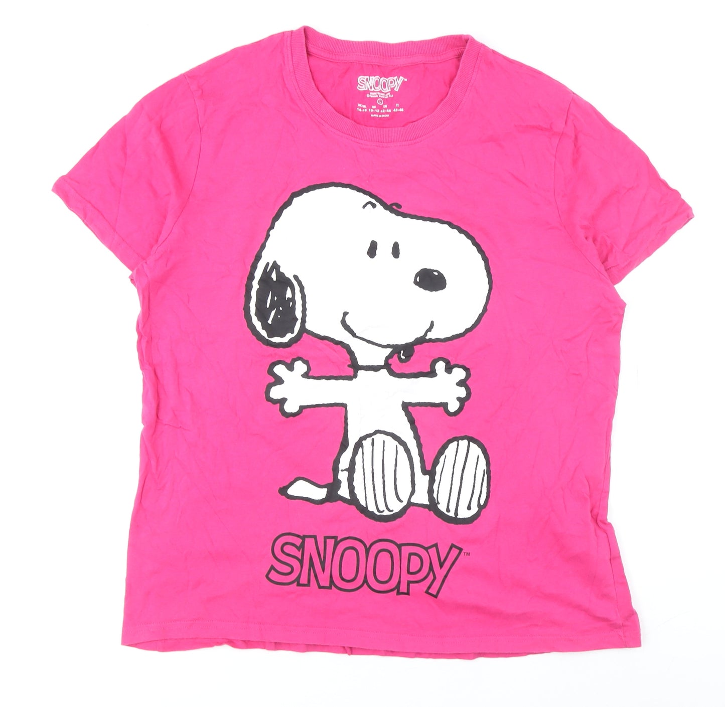 Snoopy Women's Pink Graphic T-Shirt L - Casual Fun