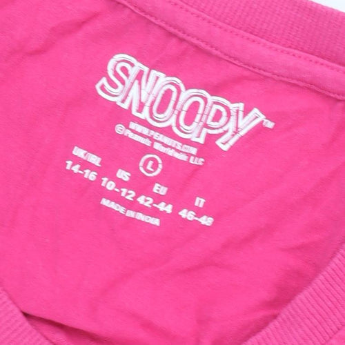 Snoopy Women's Pink Graphic T-Shirt L - Casual Fun