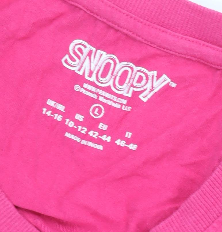 Snoopy Women's Pink Graphic T-Shirt L - Casual Fun