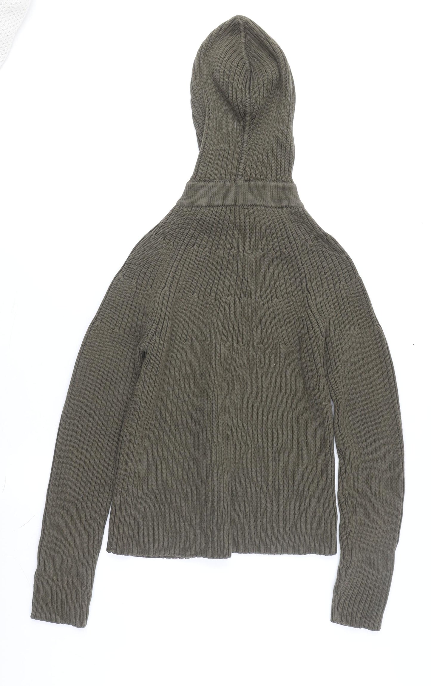 Esprit Women's Green Hooded Full Zip Knit Hoodie, L