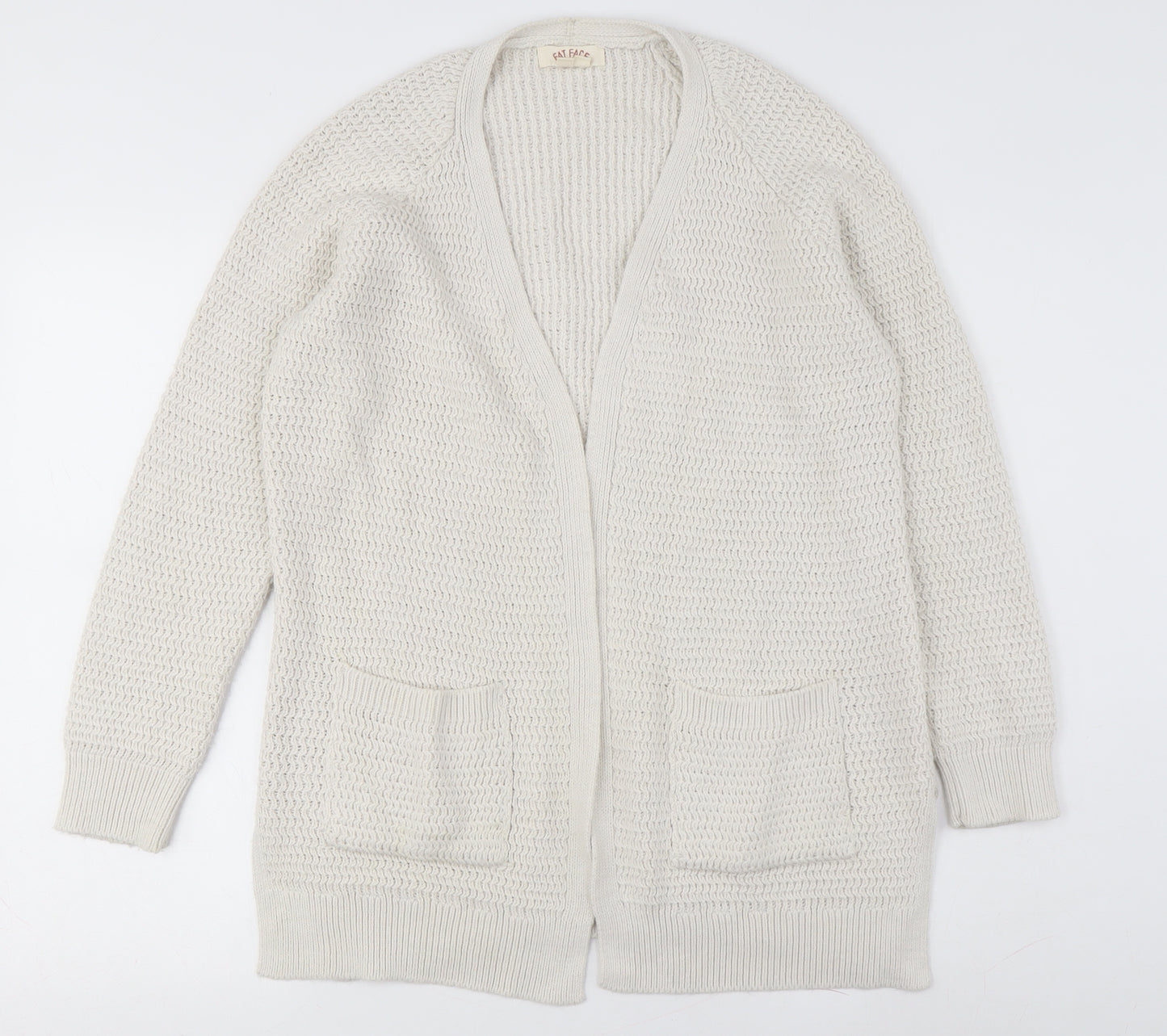 Fat Face Women's Ivory Cardigan V-Neck Size 8