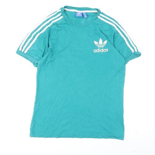 Adidas Men's Green Medium Logo Short Sleeve T-Shirt