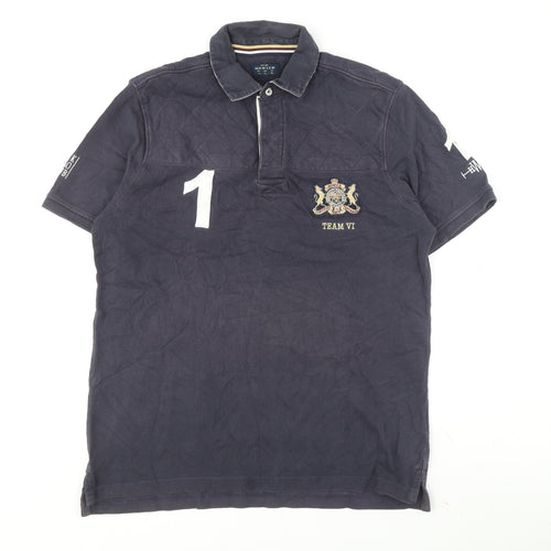 Howick Men's Navy Polo Large Casual Short Sleeve