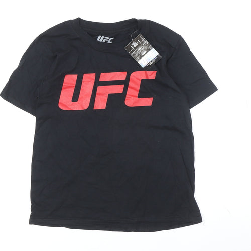 UFC Boys Black Cotton T-Shirt 7-8 Years with Logo, New