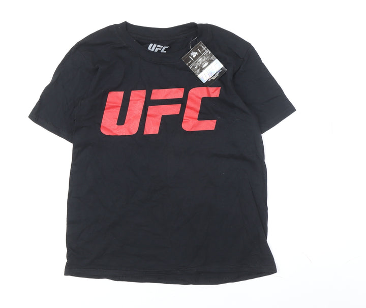UFC Boys Black Cotton T-Shirt 7-8 Years with Logo, New