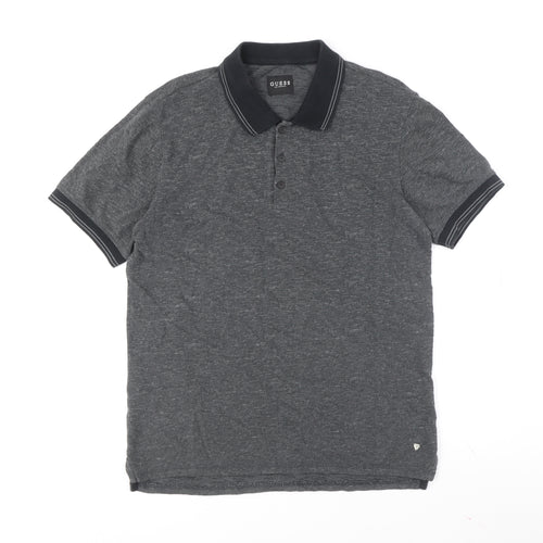 GUESS Men's Grey Short Sleeve Polo Shirt Size M