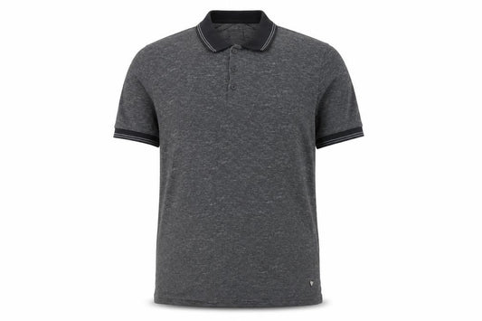Front view of Guess Men's Grey Short Sleeve Polo Shirt, size M