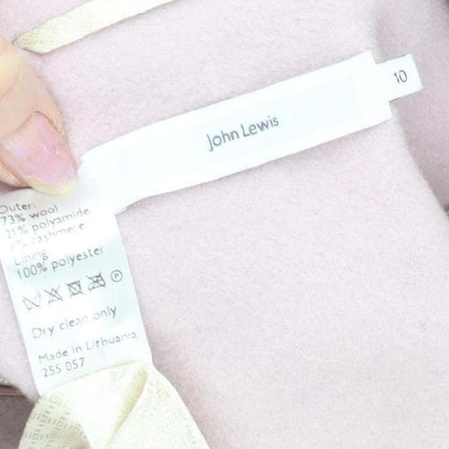 John Lewis Women's Pink Wool Blend Overcoat Size 10