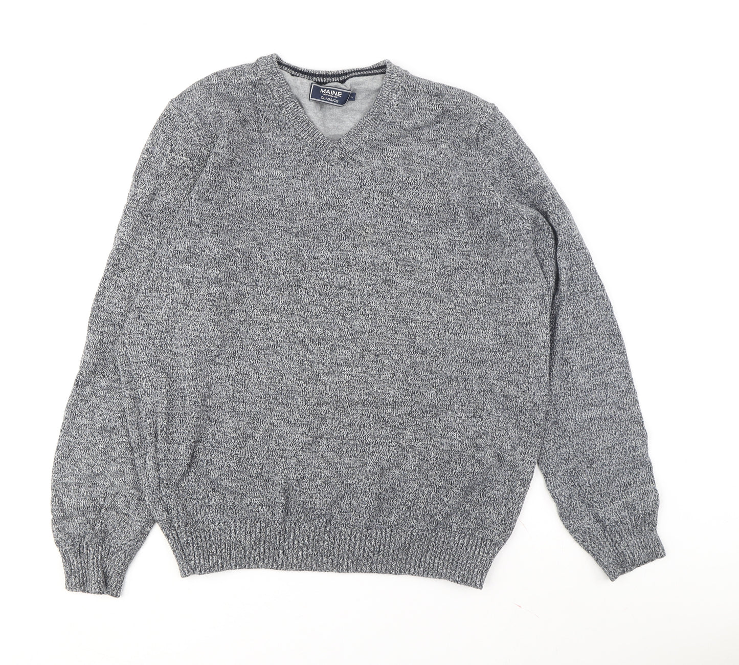 Maine New England Men's Grey Pullover V-Neck Jumper L