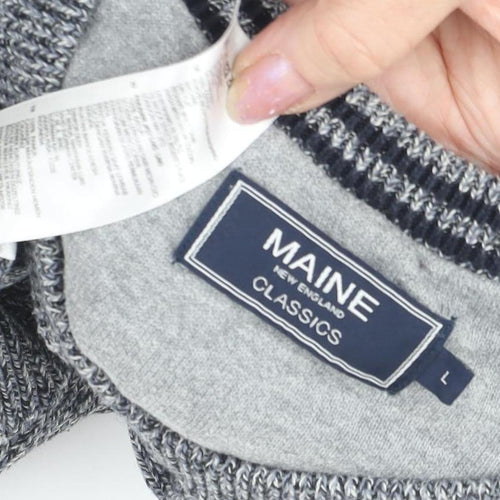 Maine New England Men's Grey Pullover V-Neck Jumper L