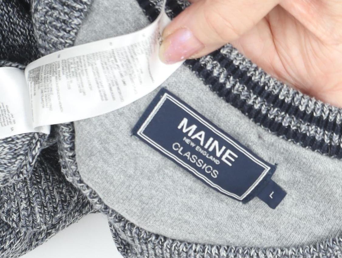 Maine New England Men's Grey Pullover V-Neck Jumper L