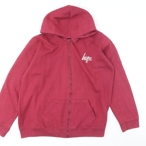 Hype Boys Red Full Zip Hoodie - 16 Years, Logo Accent
