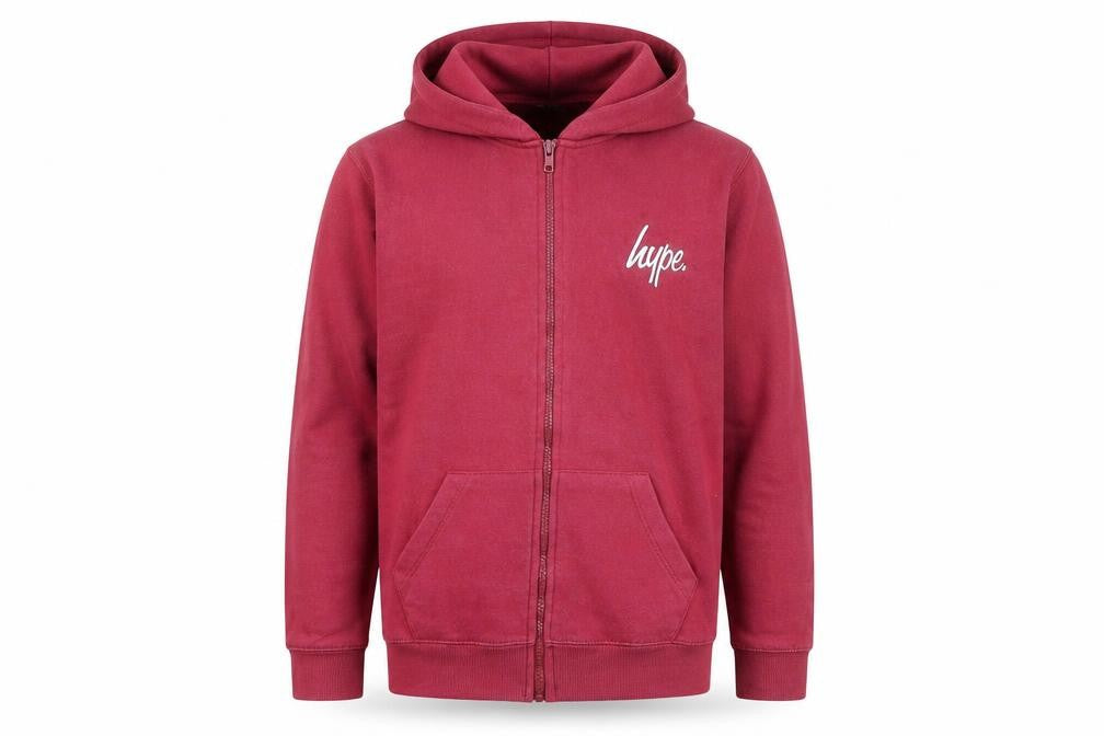 Hype Boys Red Full Zip Hoodie - 16 Years, Logo Accent