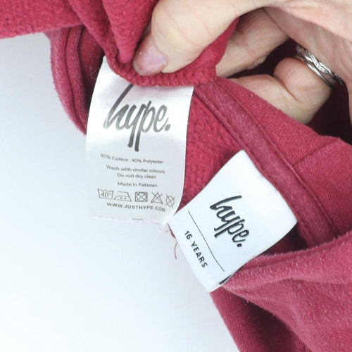 Hype Boys Red Full Zip Hoodie - 16 Years, Logo Accent
