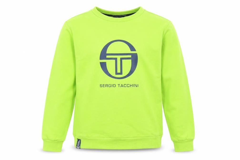 Front view of Sergio Tacchini boys’ green logo pullover sweatshirt, size 10
