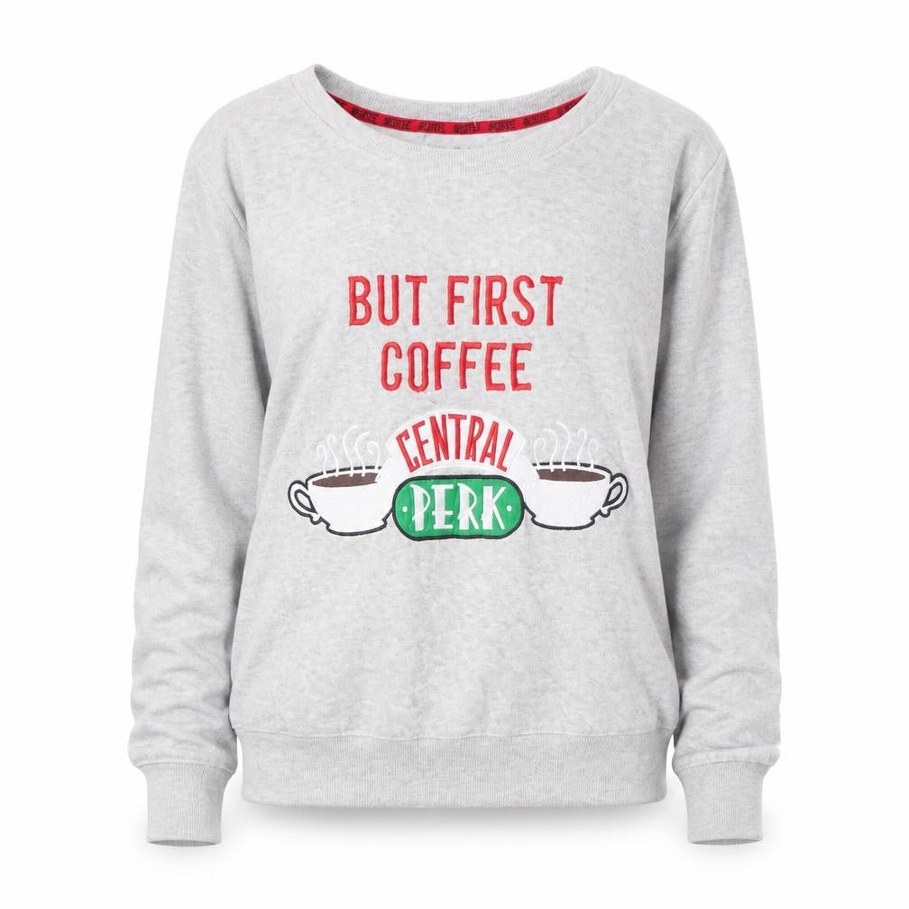 Front view of Friends Women's Grey Crew Neck TV Sweatshirt S