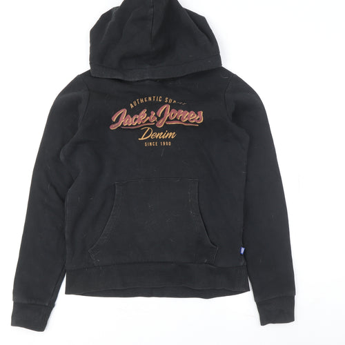 Jack & Jones Boys Black Hoodie, Size 12, Pullover Style