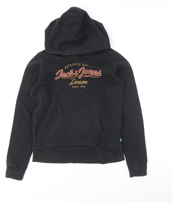 Jack & Jones Boys Black Hoodie, Size 12, Pullover Style