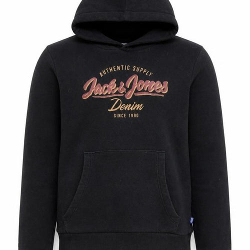 Jack & Jones Boys Black Hoodie, Size 12, Pullover Style