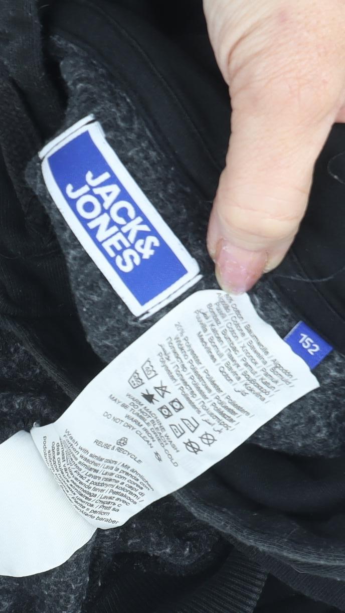 Jack & Jones Boys Black Hoodie, Size 12, Pullover Style