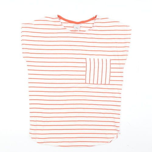ICHI Women's White Striped T-Shirt, XS, Summer Style