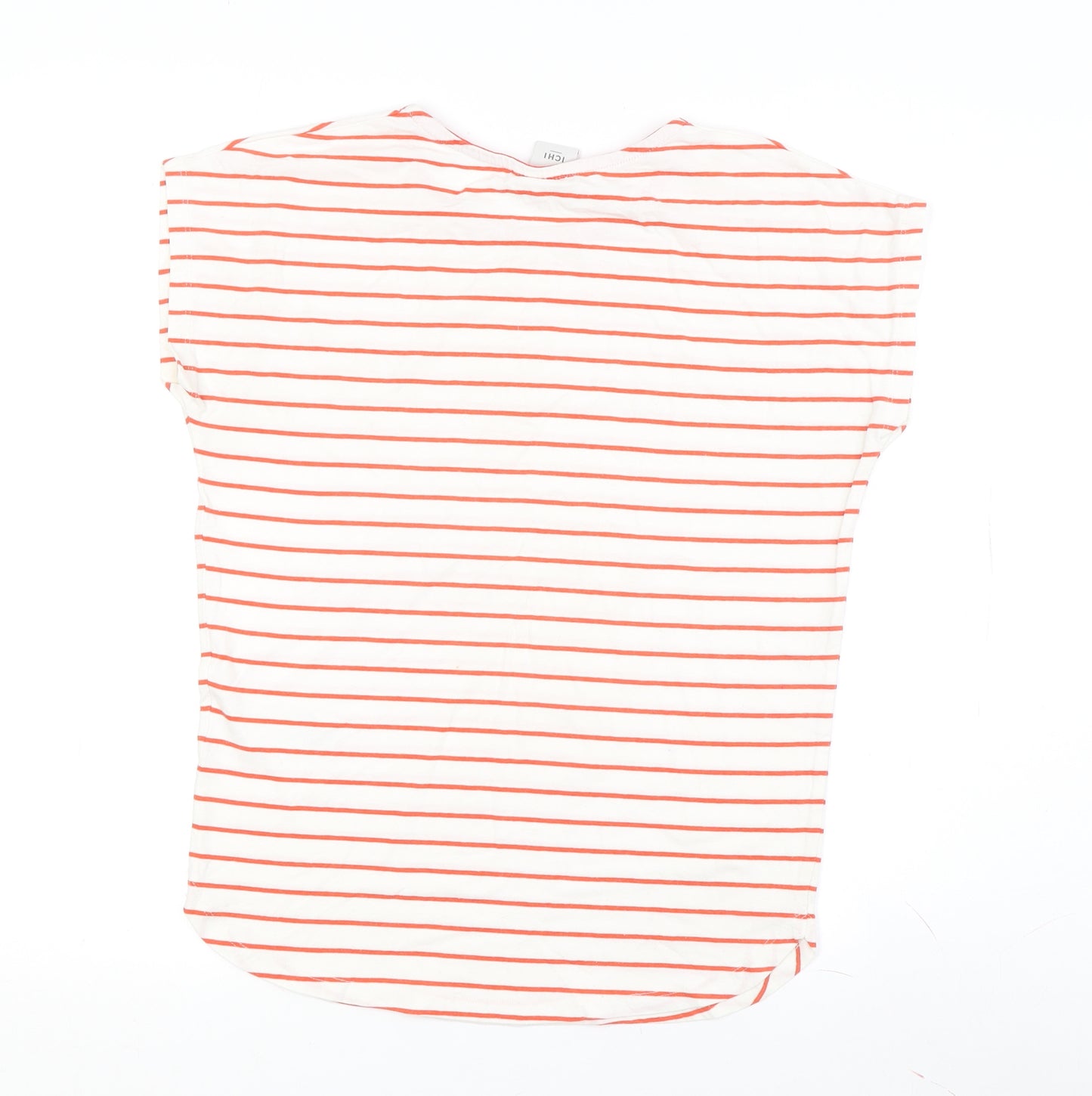 ICHI Women's White Striped T-Shirt, XS, Summer Style