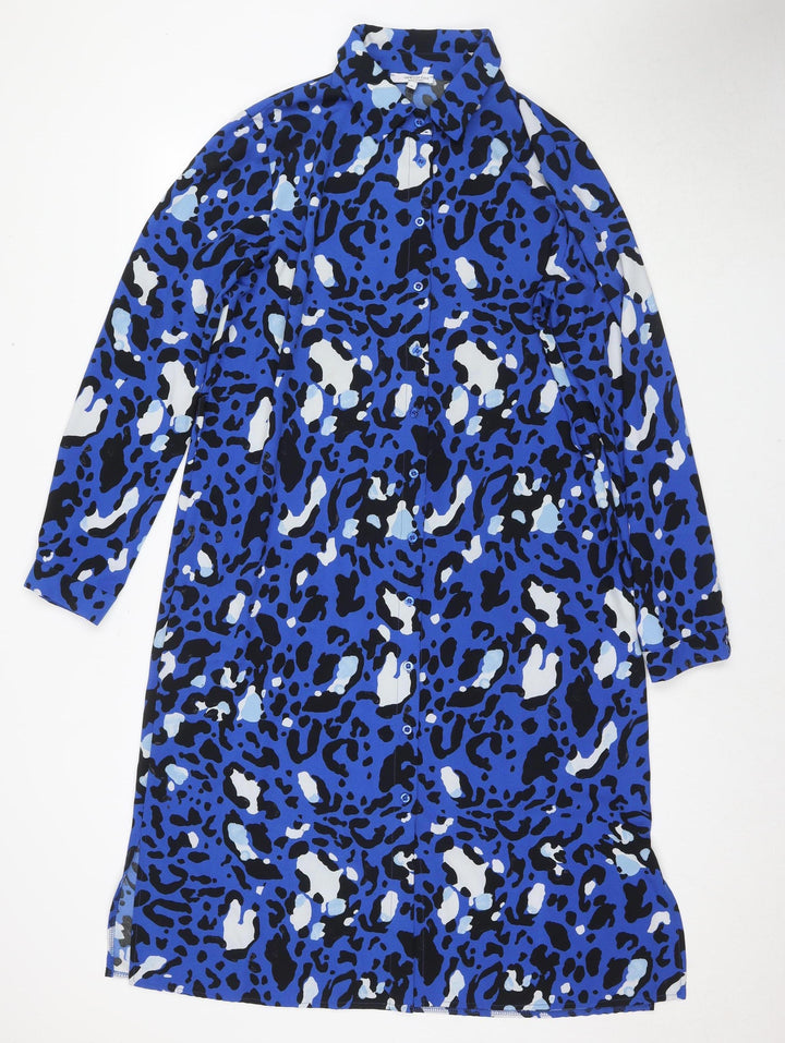 Vanessa Zani Women's Blue Animal Print Shift Dress XL