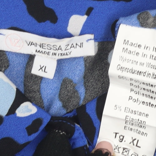 Vanessa Zani Women's Blue Animal Print Shift Dress XL
