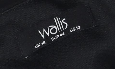 Wallis Women's Black Polka Dot A-Line Dress Size 16