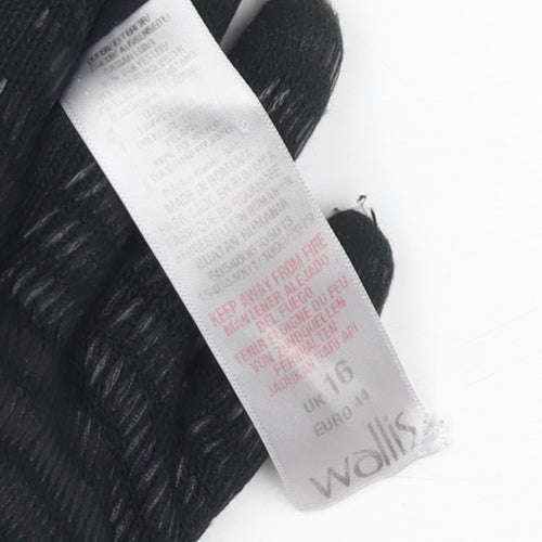 Wallis Women's Black Polka Dot A-Line Dress Size 16