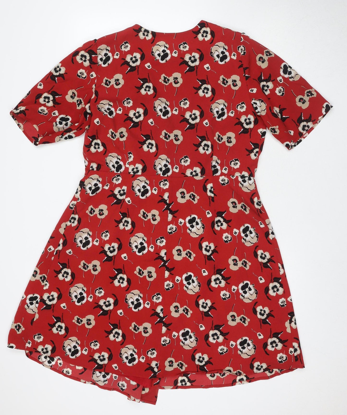 Joanie Women's Red Floral V-Neck Dress Size 16