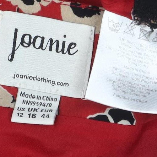Joanie Women's Red Floral V-Neck Dress Size 16