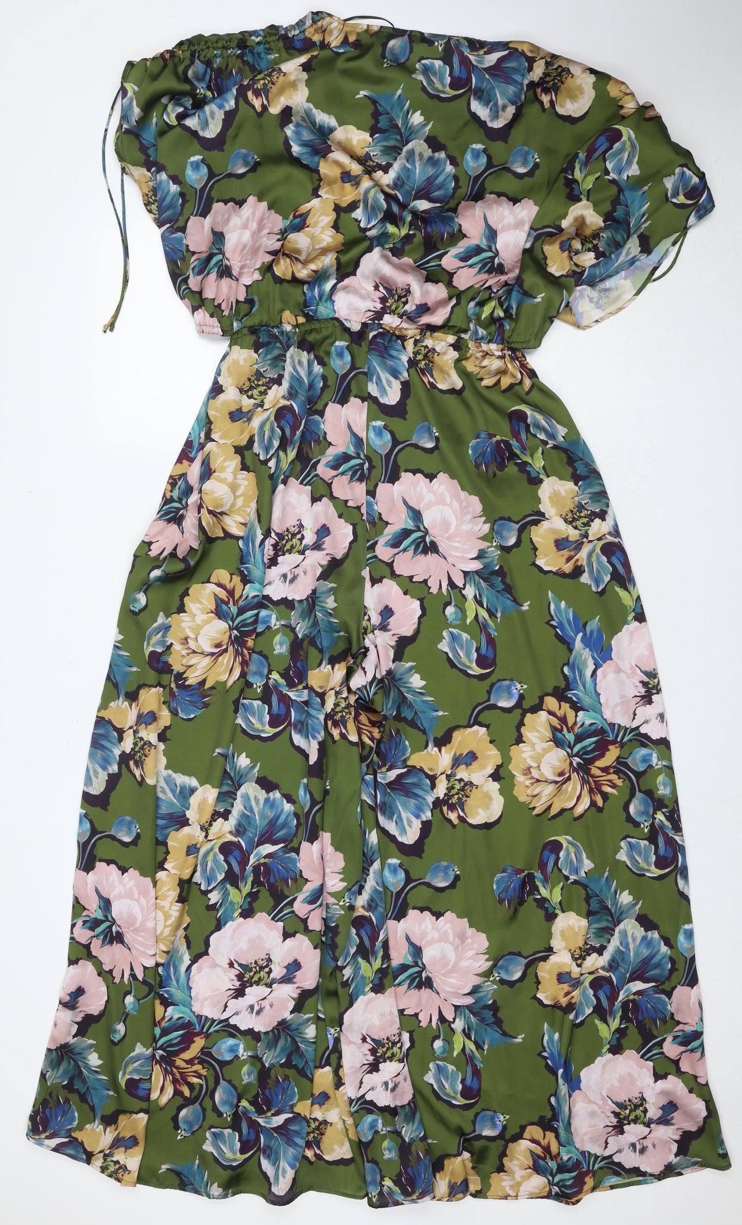Zara Women's Green Floral Dress L