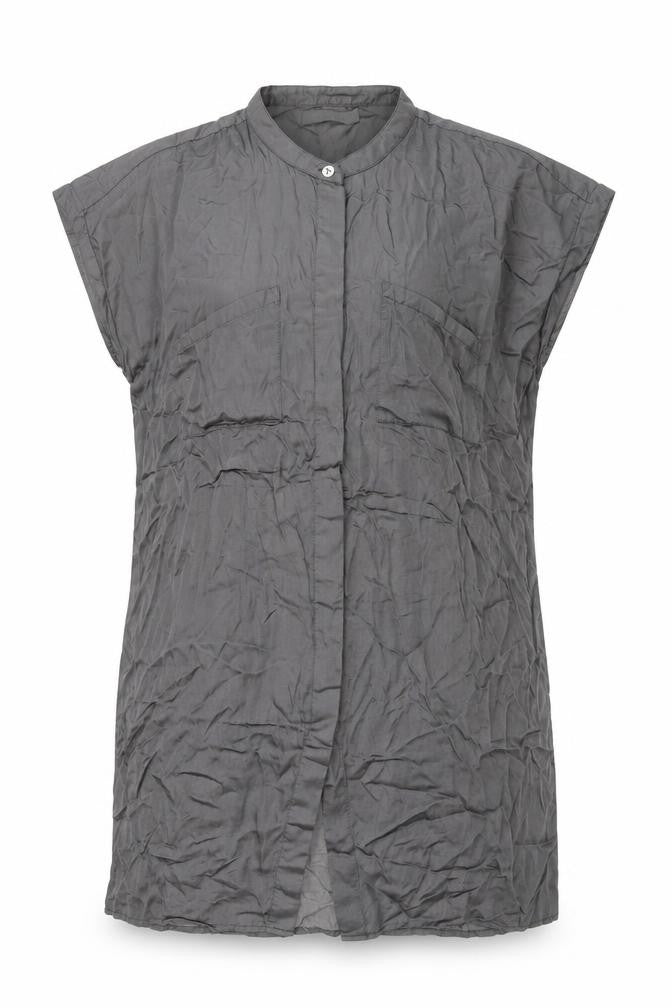 Front view of Two Danes Women's Grey Sleeveless Midi Shift Dress, S