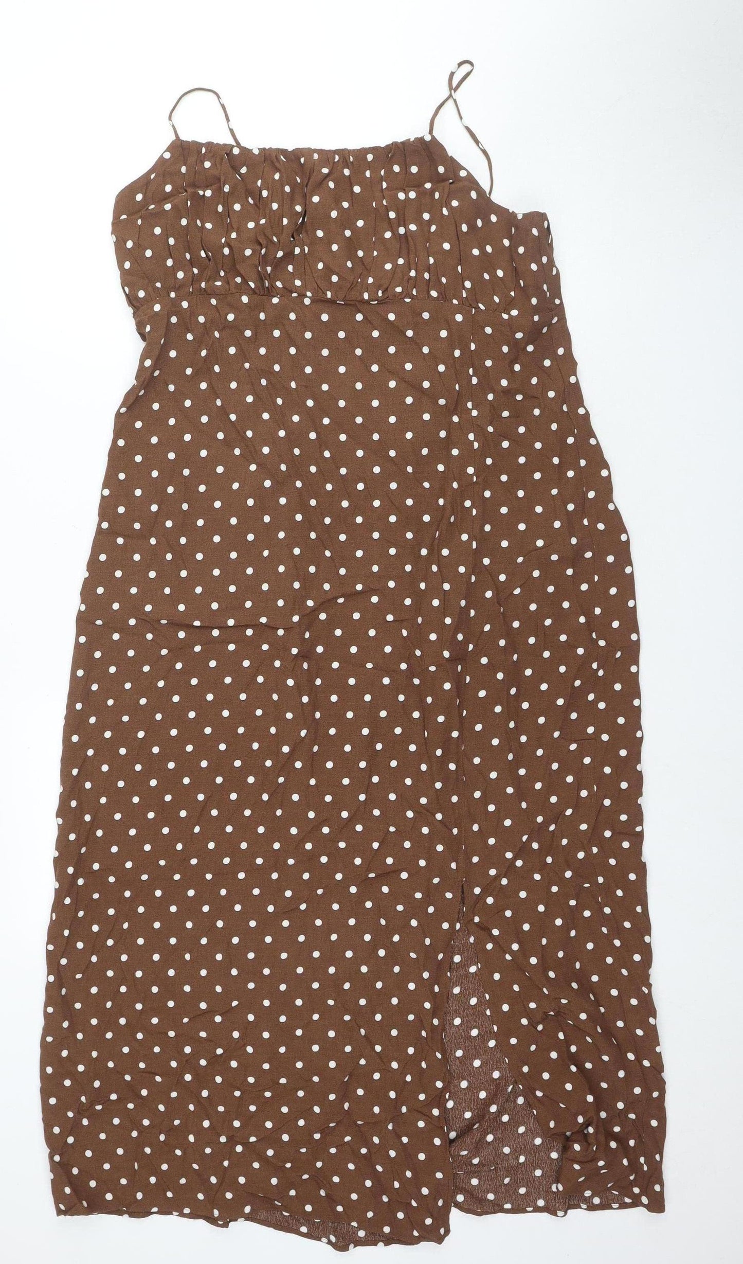 Marks and Spencer Brown Polka Dot Slip Dress Size 14