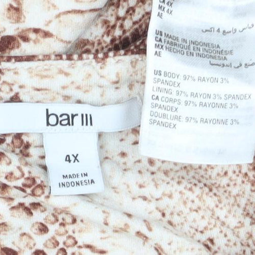 Bar III Women's Brown Animal Print Shift Dress Size 16
