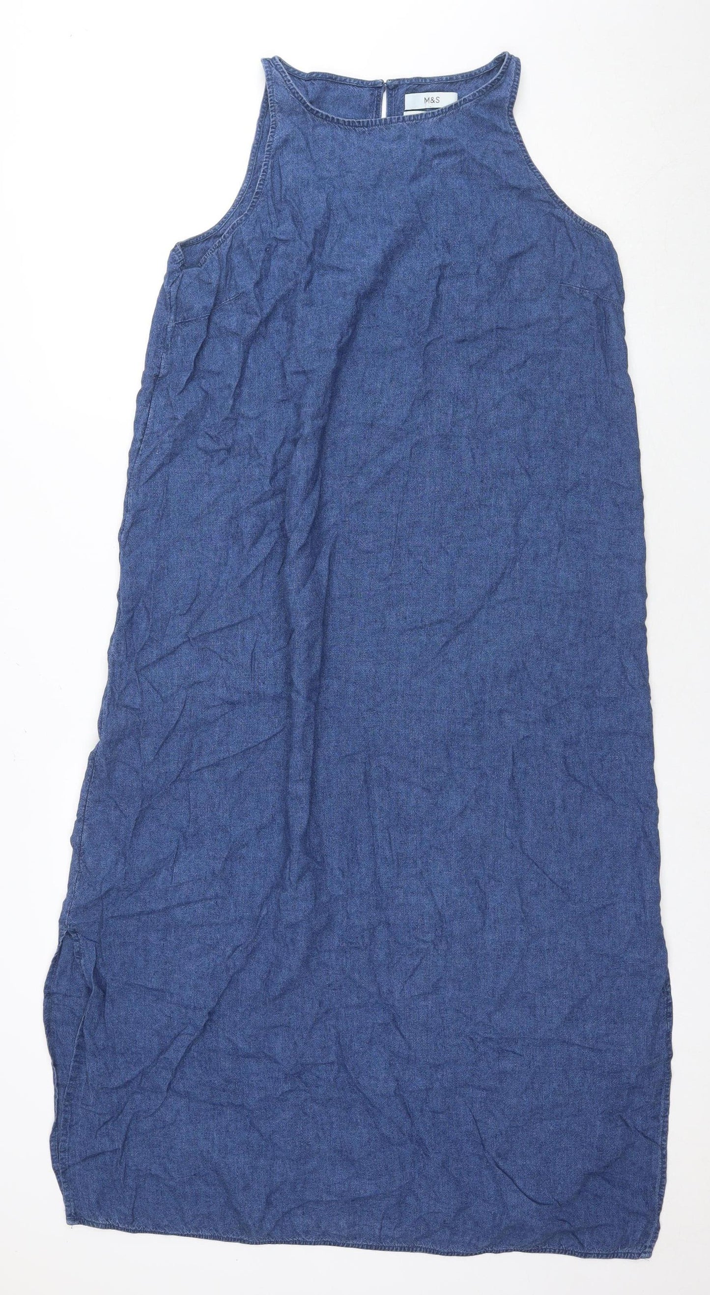 Marks and Spencer Blue Linen Women's Shift Dress Size 12