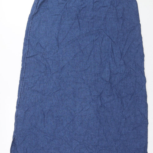 Marks and Spencer Blue Linen Women's Shift Dress Size 12