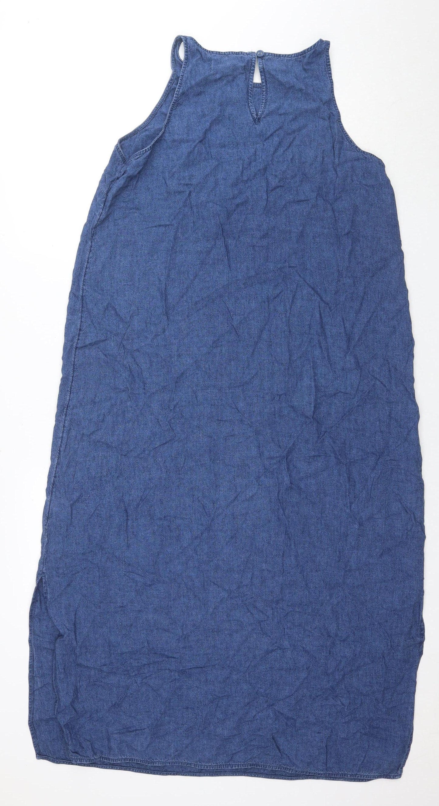 Marks and Spencer Blue Linen Women's Shift Dress Size 12