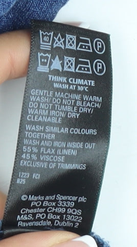 Marks and Spencer Blue Linen Women's Shift Dress Size 12