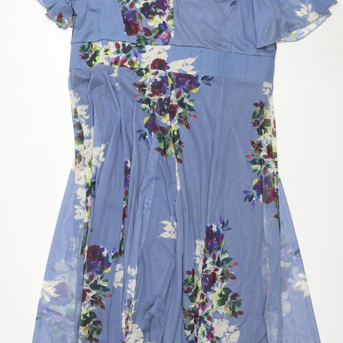 Scarlett & Jo Women's Blue Floral Wrap Dress Size 30