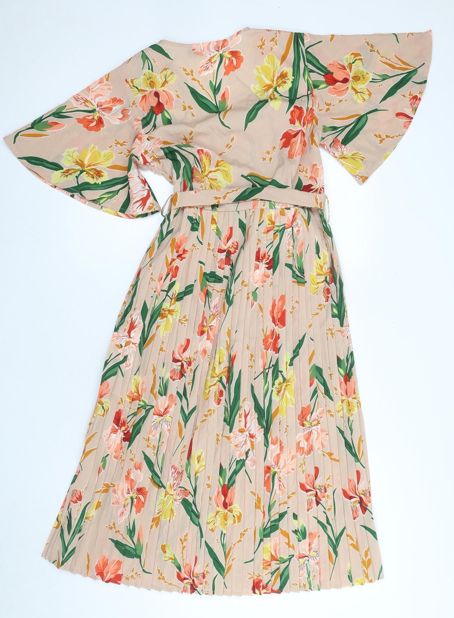 PrettyLittleThing Women Beige Floral Midi Wrap Dress