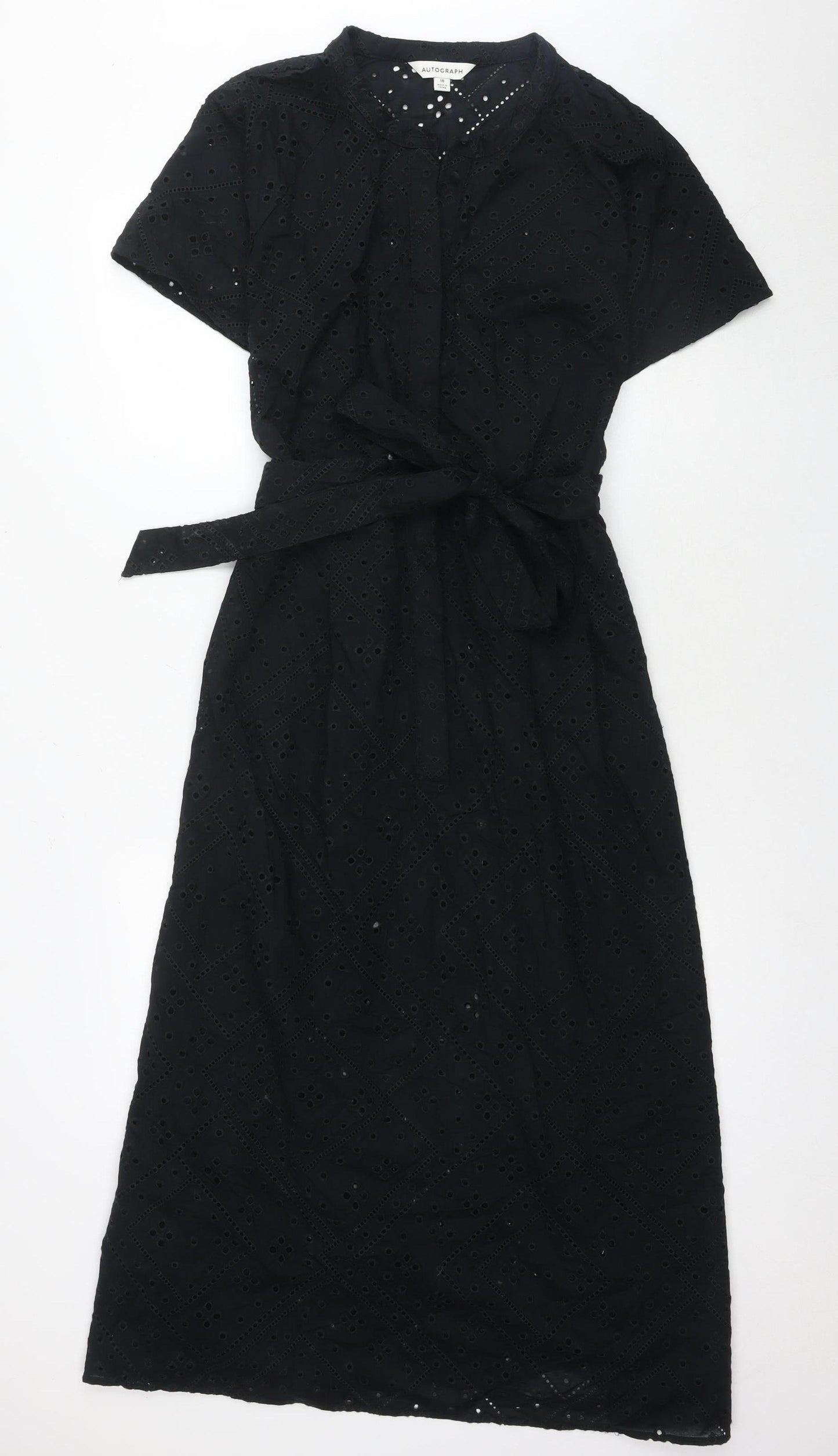 Marks and Spencer Women's Black Midi Dress Size 14