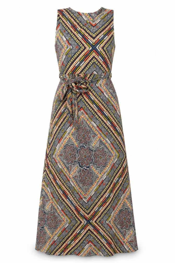 Front view of NOOSNOO Women's Multicoloured Geometric Shift Dress, size 8